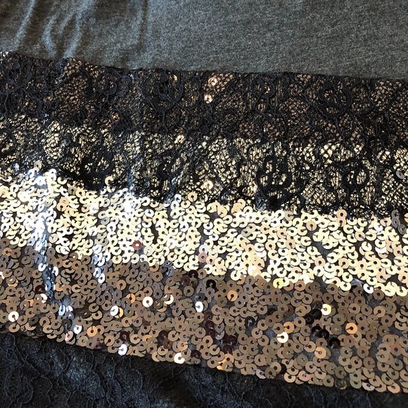 Sparkly Gray Sequin & Lace Tank Top by Express XS - Picture 5 of 16